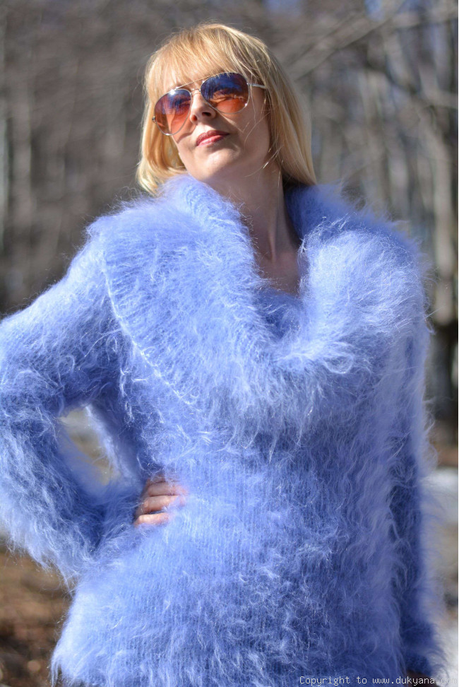Blue fuzzy sweater top